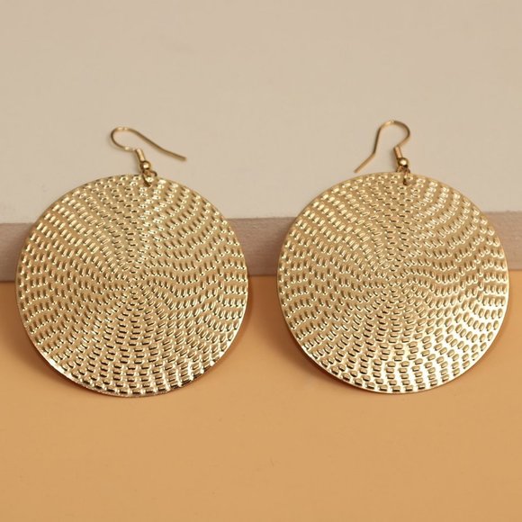 Drop Earrings, Textured Round Drop Earrings, Dangle earring for party casual - Picture 1 of 4